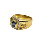 850YG Blue Sapphire Diamond Ring