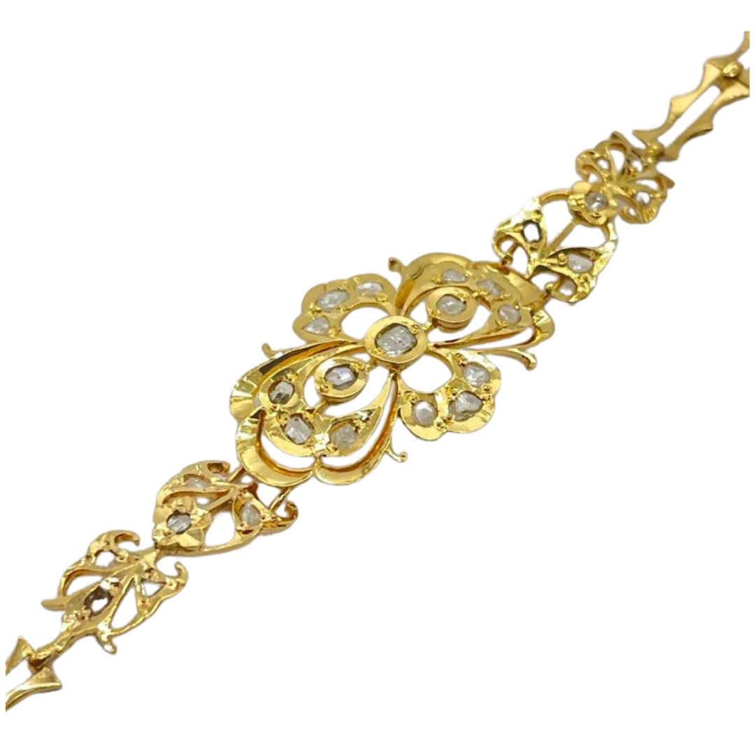750 Yellow Gold Peranakan Intan Bracelet