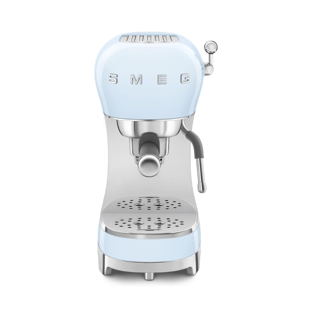 Smeg ECF02BLUK Espresso Coffee Machine with 15 Bar Pump, 1350W, Pastel Blue