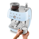 Smeg EGF03PBUK Espresso Coffee Machine with Grinder, Pastel Blue