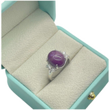 PT900 Natural Star Ruby & Diamond Ladies Ring