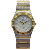 Omega Constellation 25mm Quartz Steel/Gold White Mother of Pearl Dial Diamond Watch
