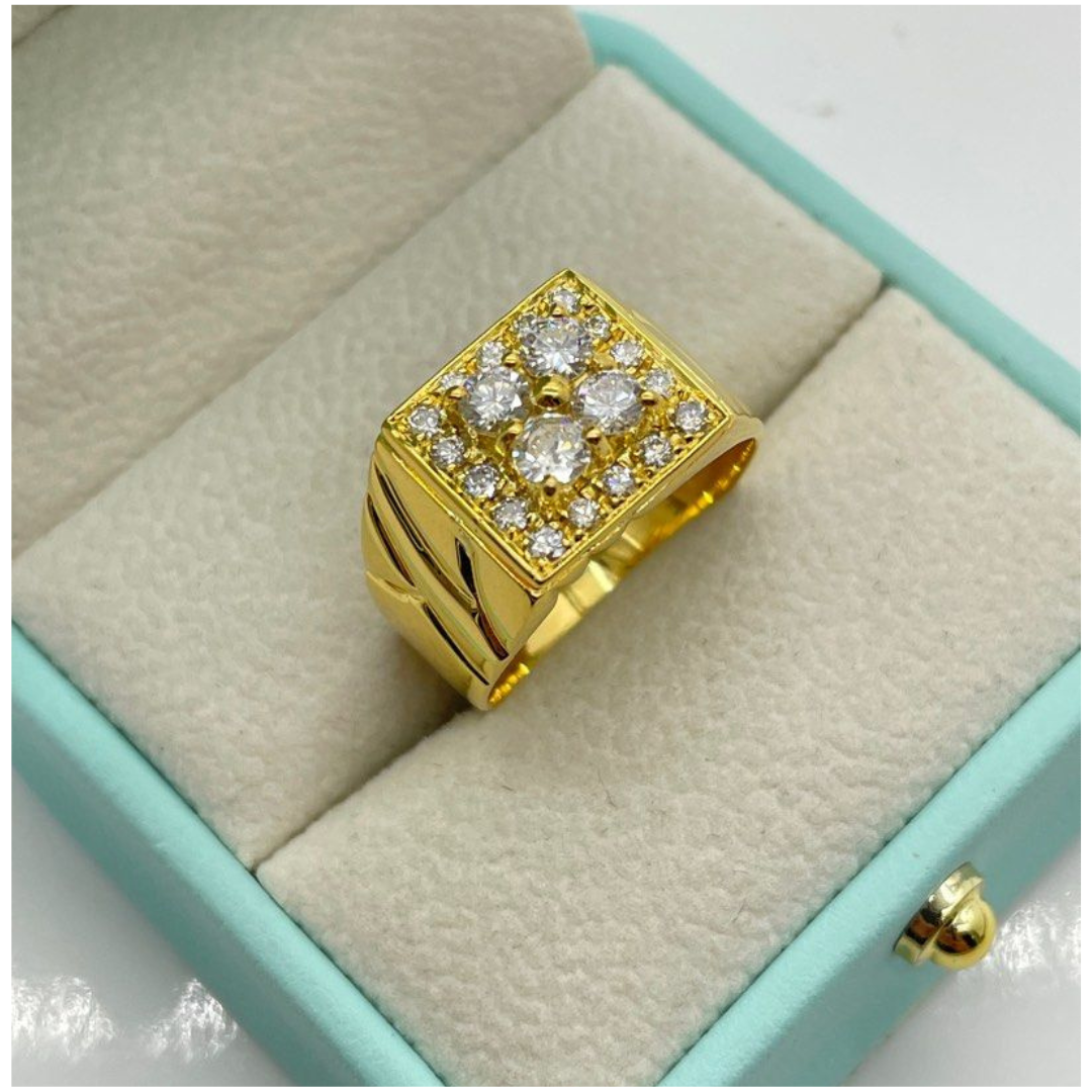 850 Yellow Gold Natural Diamond Men’s Ring