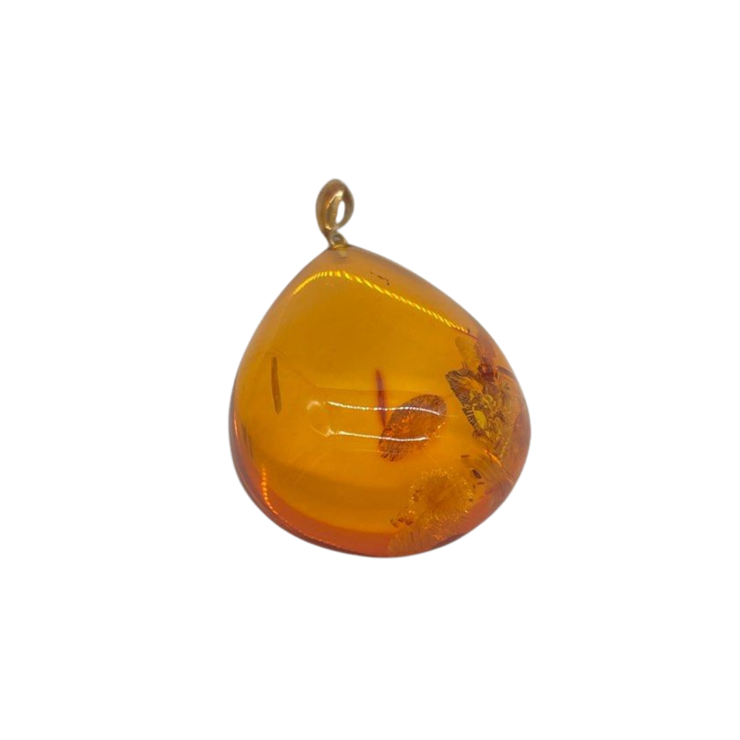 18K Yellow Gold Amber Pendant