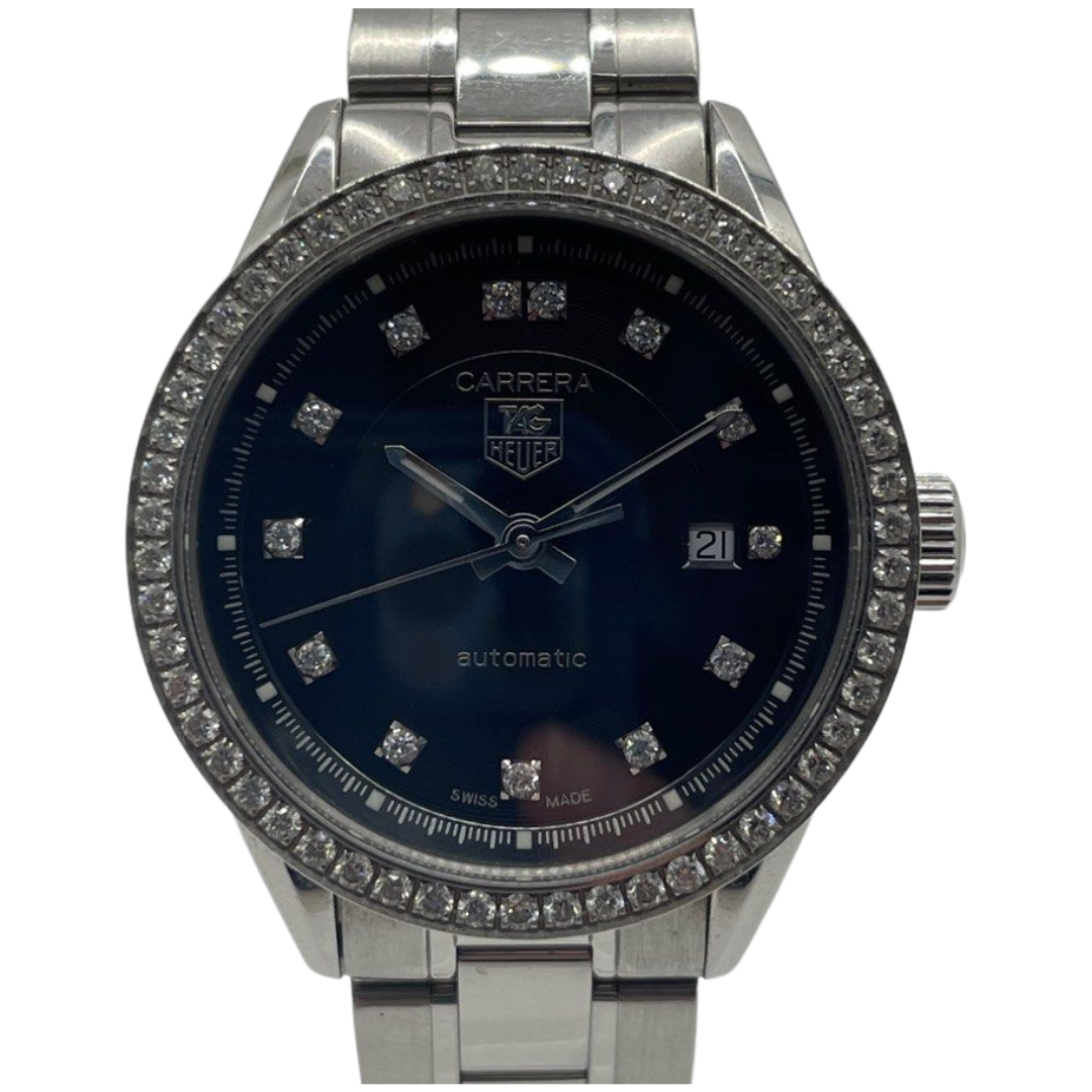 Tag Heuer WV2412 27mm Automatic Diamond Bezel/Index Black Dial Watch