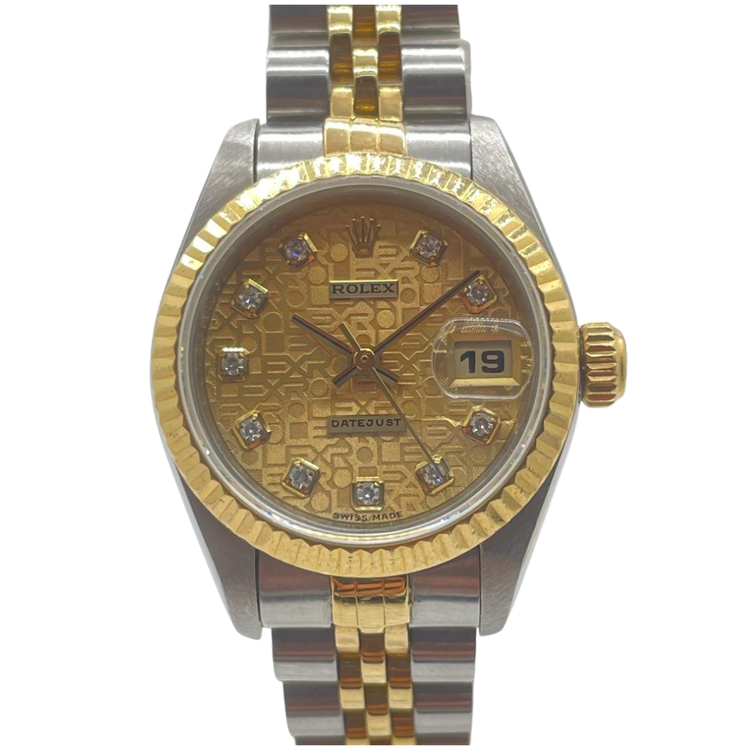 Rolex Datejust 69173 26mm Half Gold Diamond Automatic Comp Dial Watch