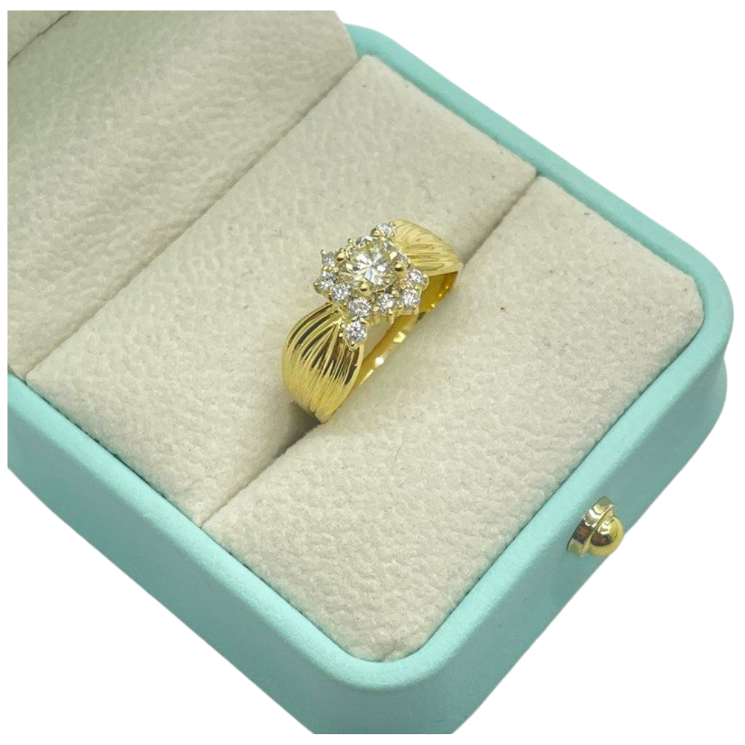 850 Yellow Gold Natural Diamond Ring