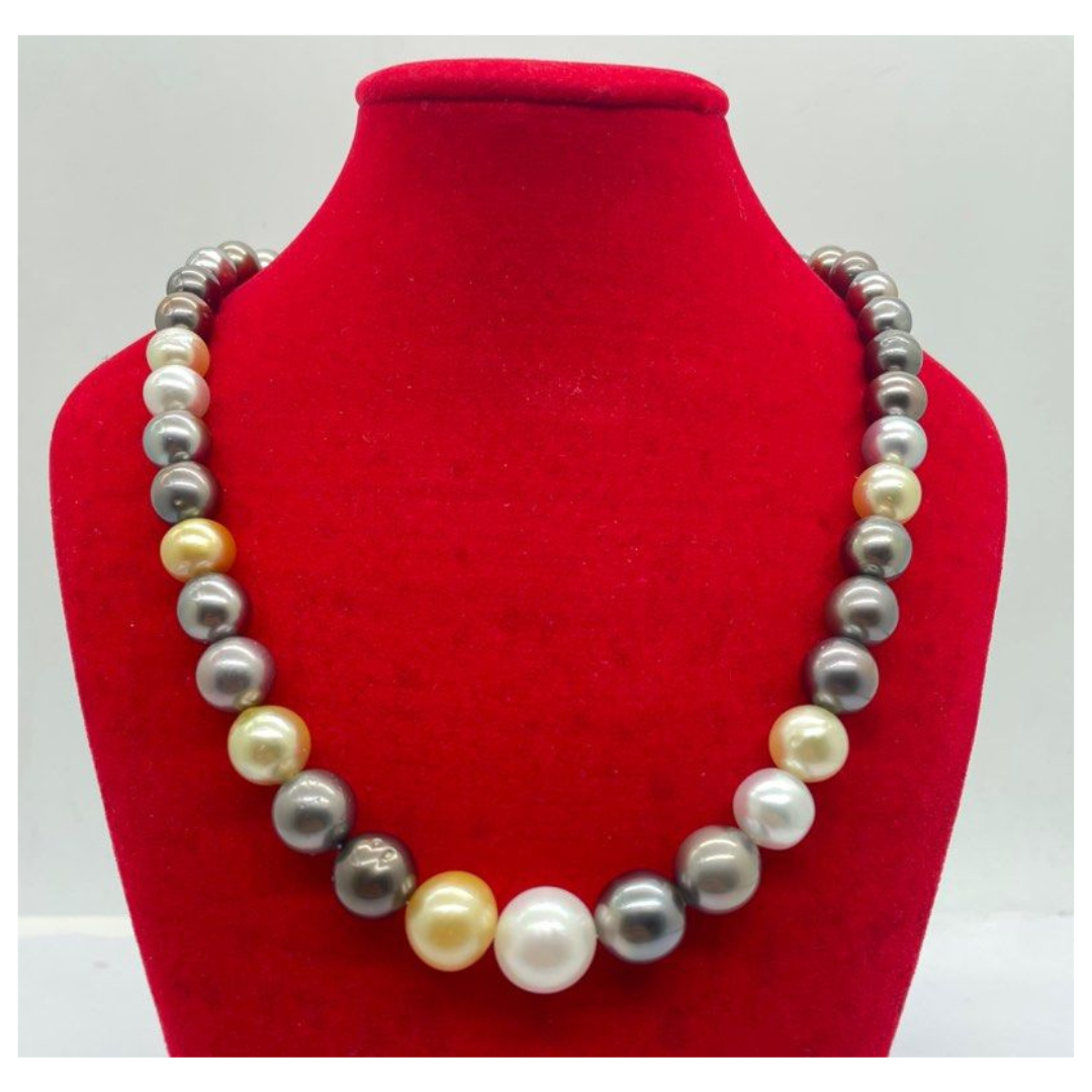 Mixed Color Pearl Necklace with Silver Clasp