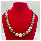 Mixed Color Pearl Necklace with Silver Clasp