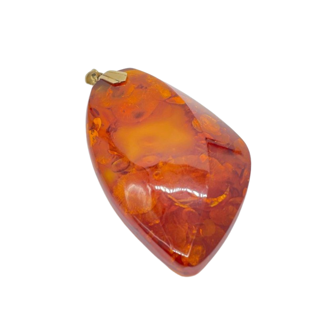 18K Yellow Gold Amber Pendant