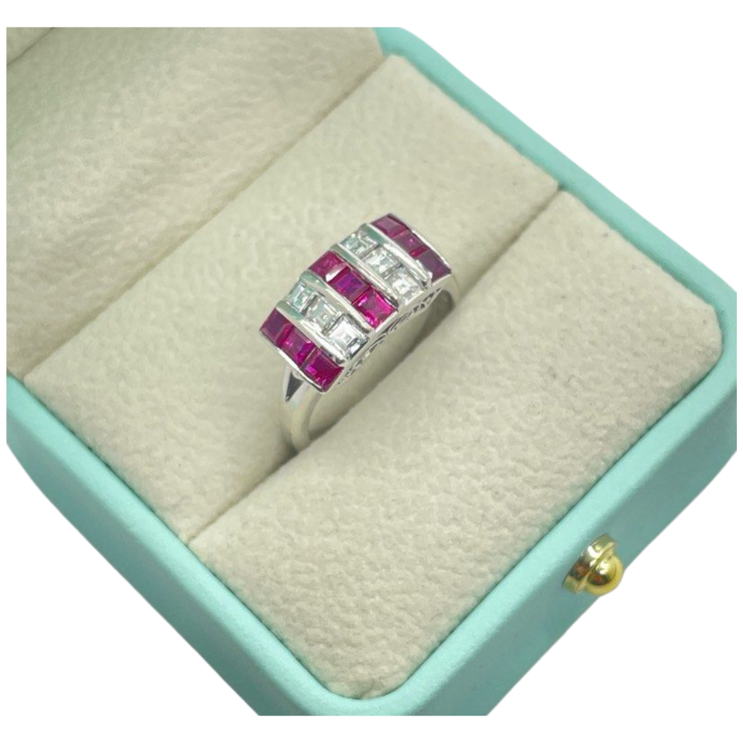 PT900 Natural Ruby & Diamond Ring