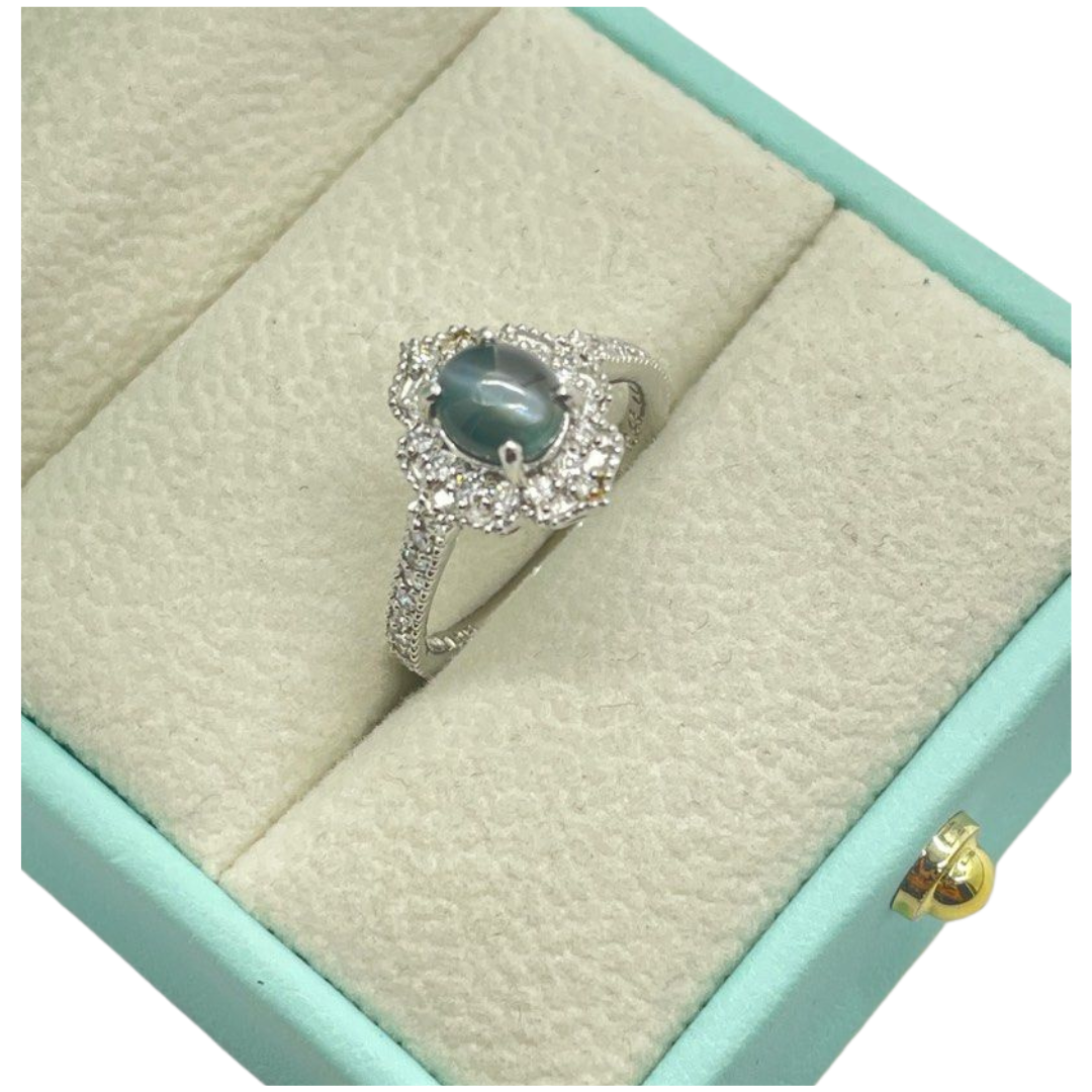 PT900 Natural Alexandrite Cat’s Eye & Diamond Ring with GIA Cert