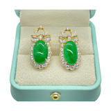 18K Yellow Gold Natural Jadeite (Type-A) & Diamond Earring