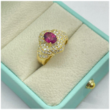 850 Yellow Gold Natural Pink Sapphire & Diamond Ring