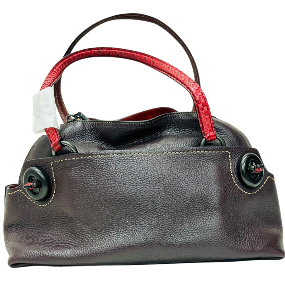 Coach Leather Handbag with Red Accents