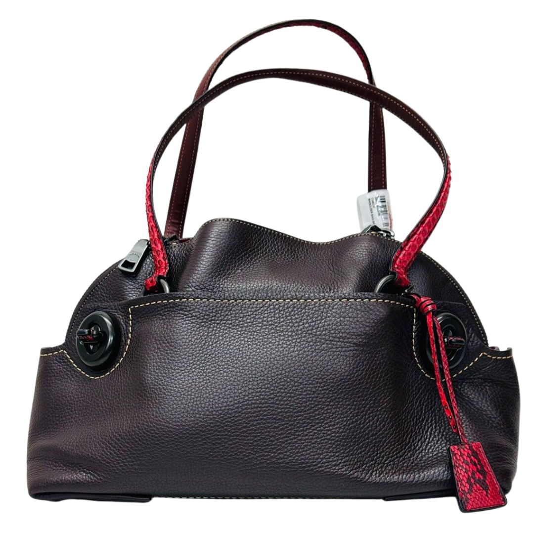 Coach Leather Handbag with Red Accents