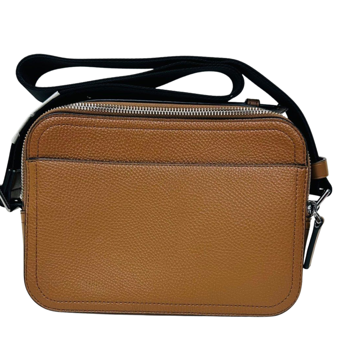 SHOULDER BAG-BROWN LEATHER CAMERA W/CNVS STRAP MICHAEL KORS