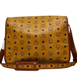 SHOULDER BAG-COGNAC VISETOS LEATHER/MESSENGER MCM W-35CM