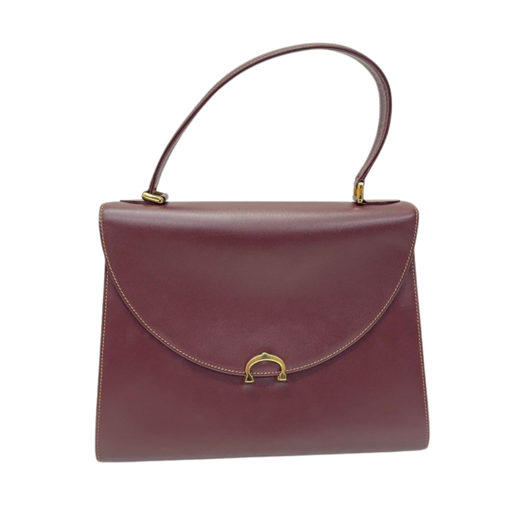 Cartier Burgundy Leather Top Handle Bag