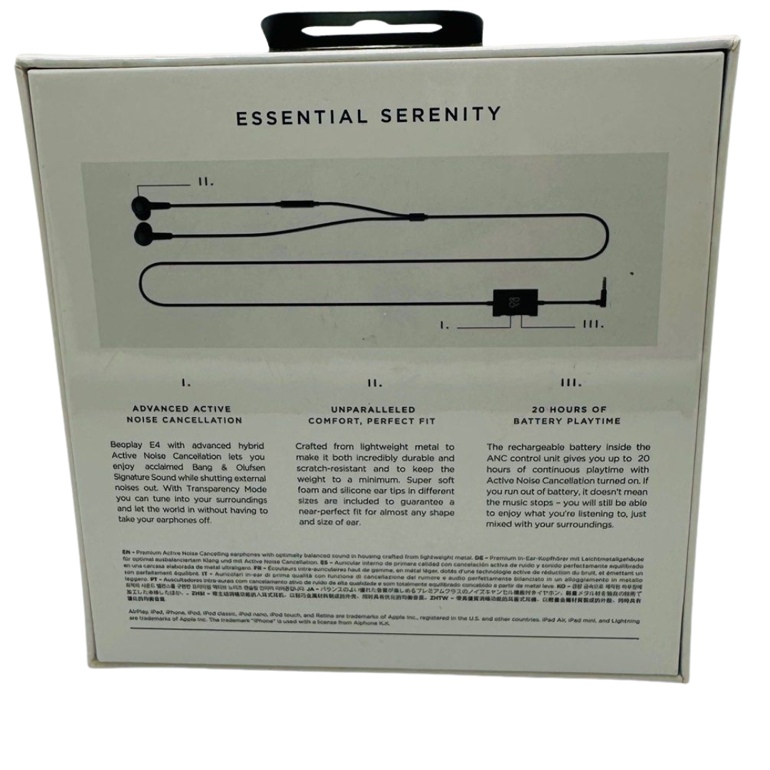 B&O E4 Active Noise Cancellation Earphones -Black