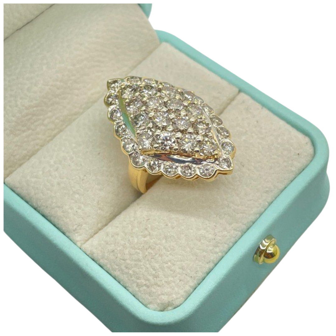 20K Yellow Gold Natural Diamond Ring
