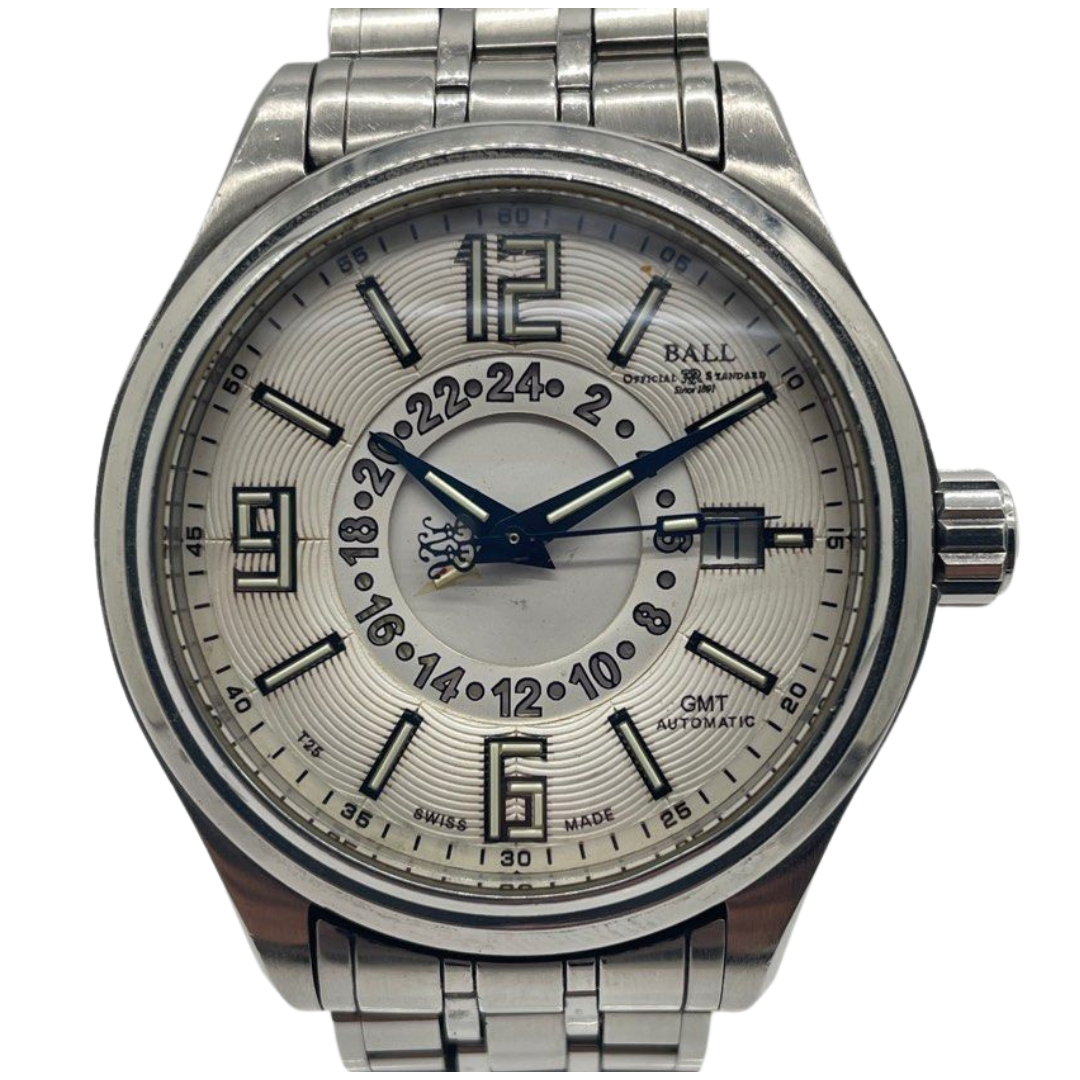 Ball Trainmaster Voyager GMT 41mm Automatic White Dial Watch GM1050D