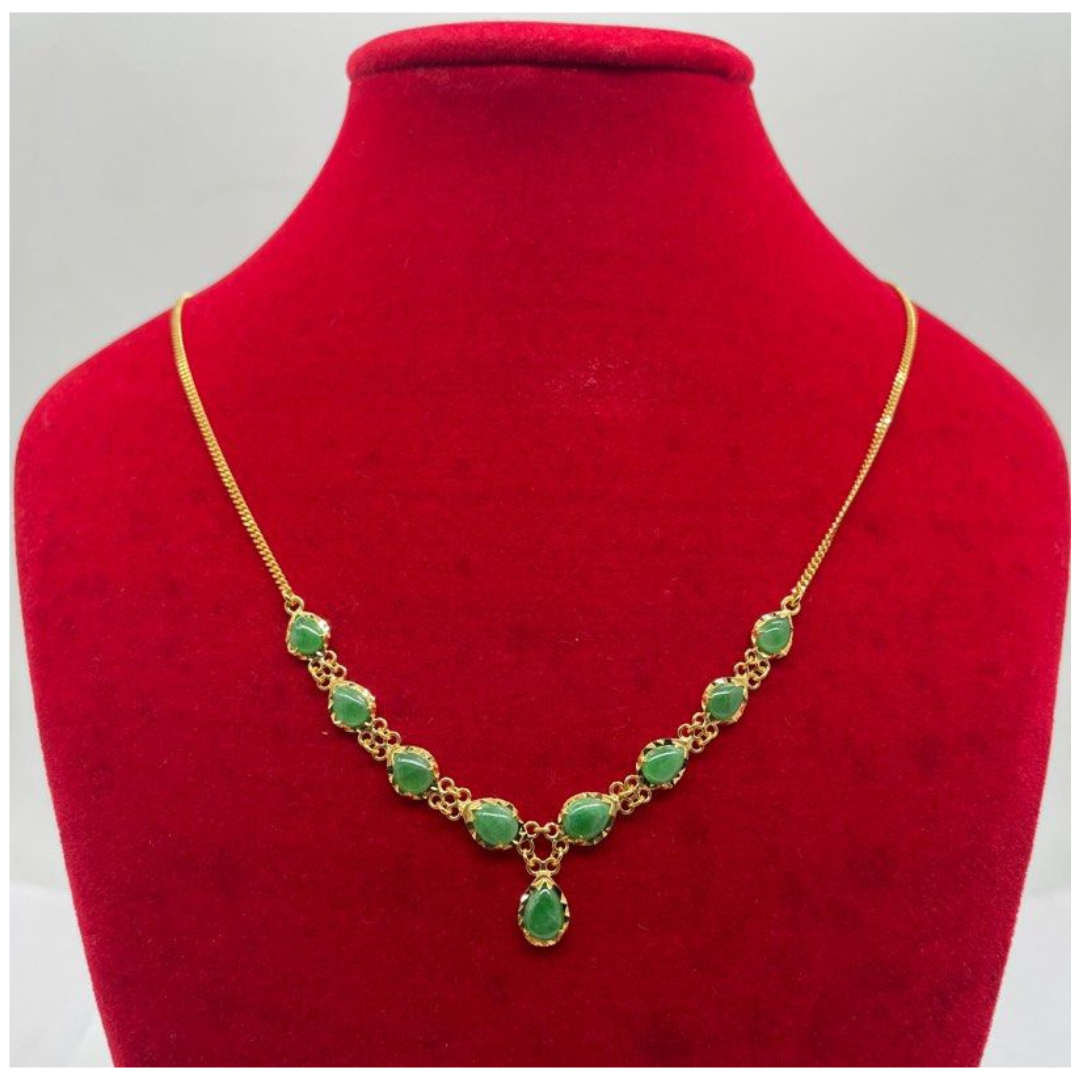 916/850 Yellow Gold Natural Jadeite(Type-A) Necklace