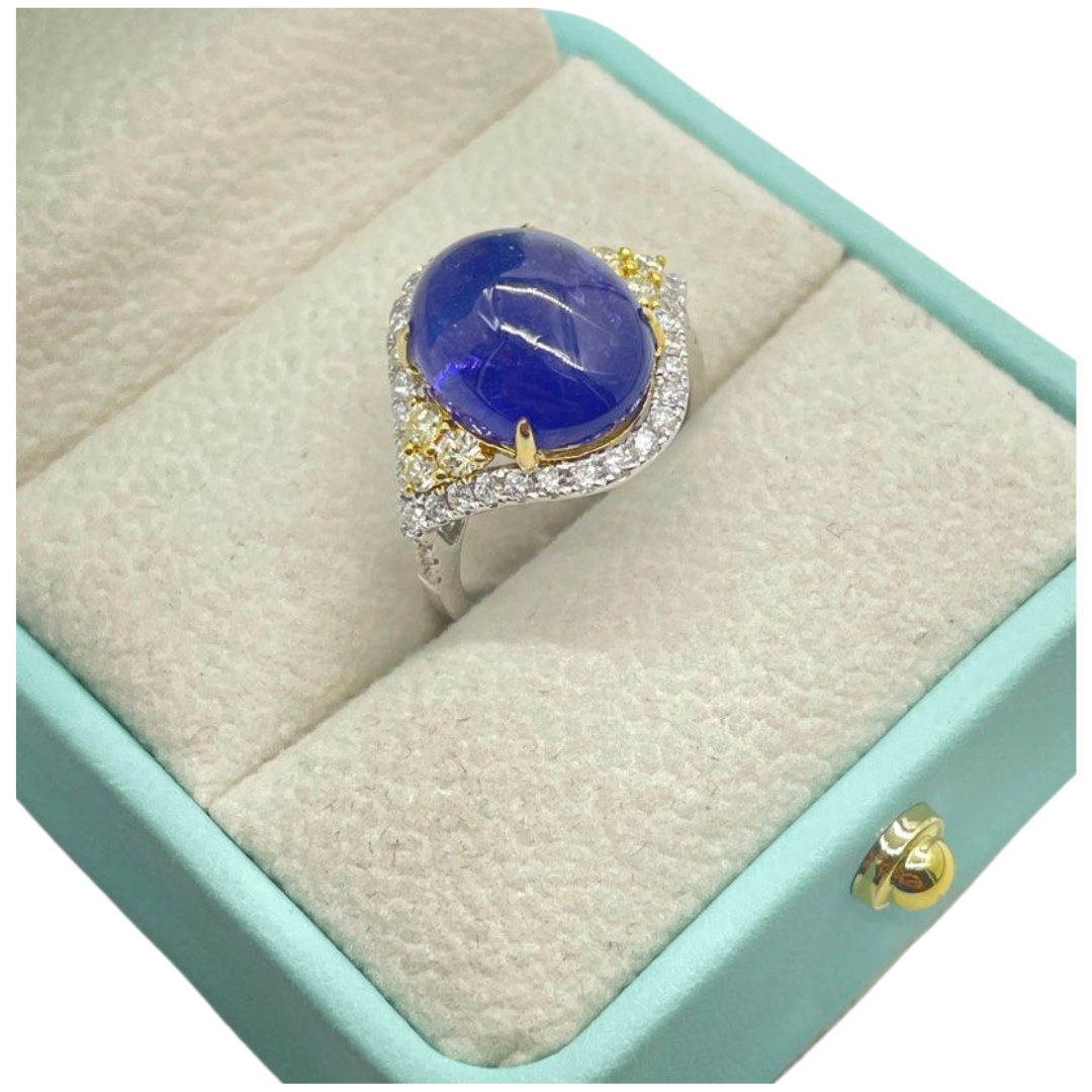 750 White Gold Natural Tanzanite & Diamond Ring Main image