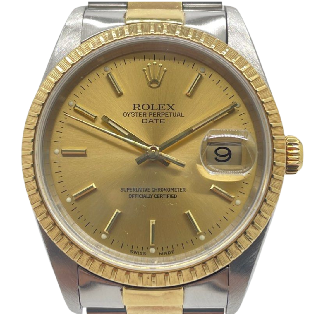 Rolex Oyster Perpetual Date 34mm 15223 Half Gold Automatic Watch