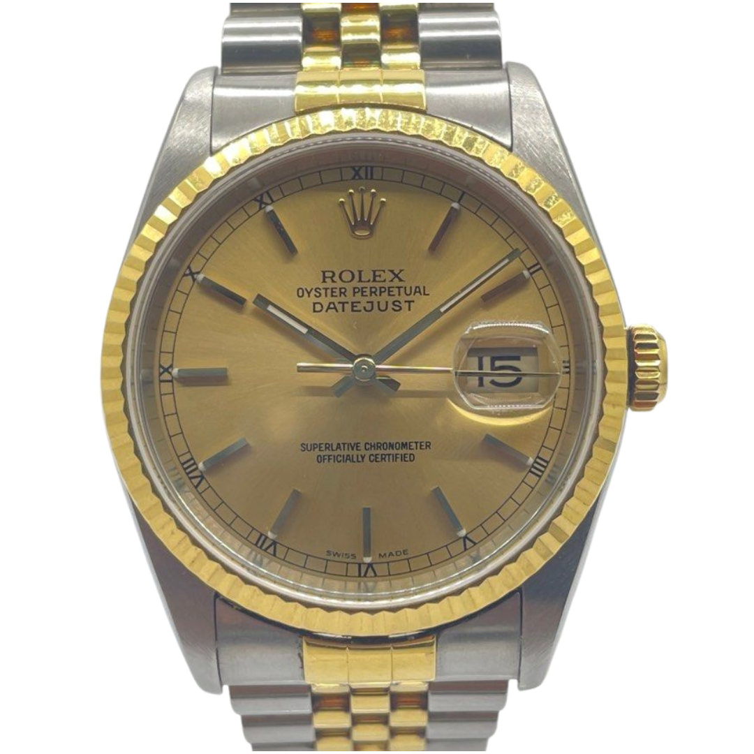 Rolex Datejust 16233 36mm Half Gold Automatic Gold Dial Watch