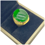18K Yellow Gold Natural Jadeite (Type-A) & Diamond Men’s Ring