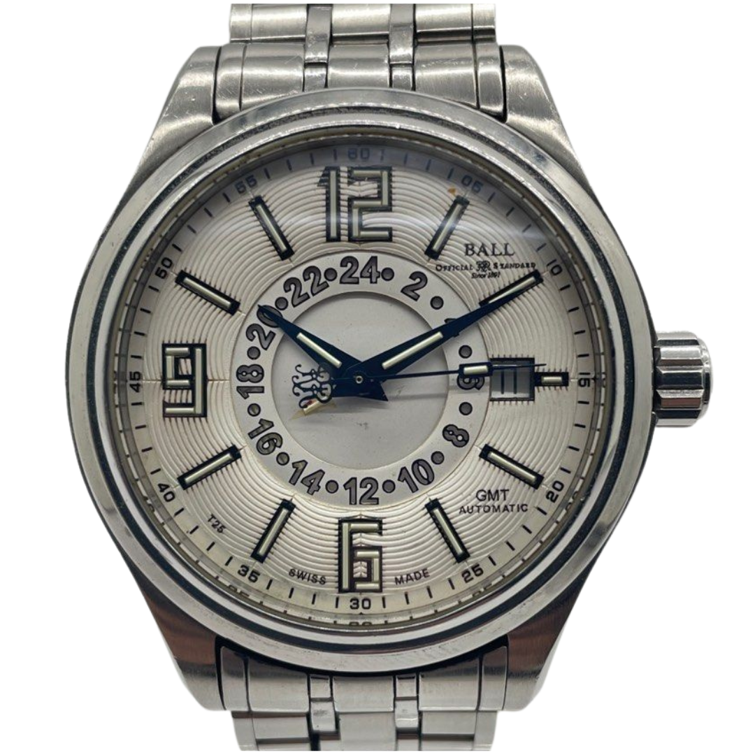 Ball Trainmaster Voyager GMT 41mm Automatic White Dial Watch GM1050D