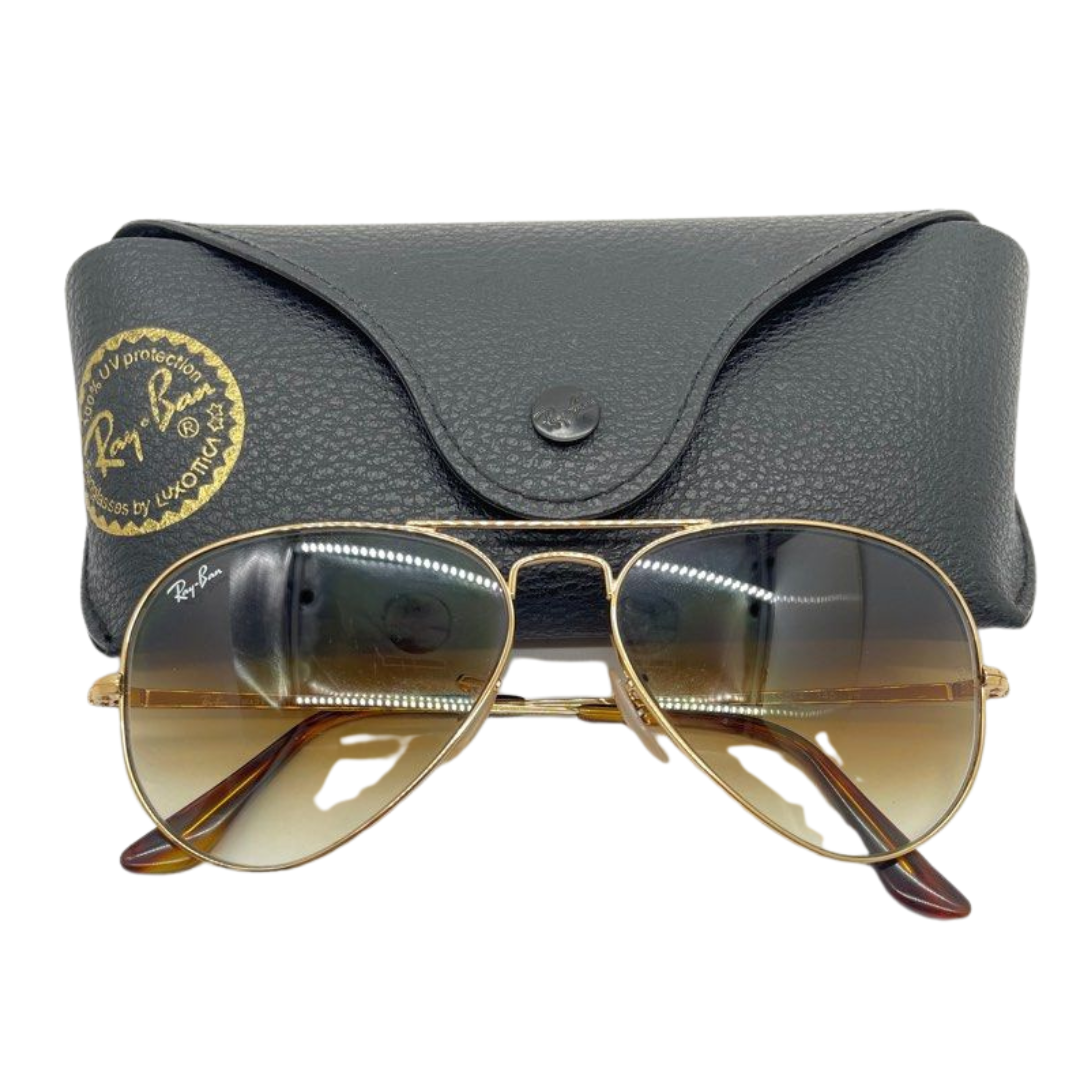 Rayban RB3689 Aviator Metal Sunglasses, Gold/Brown