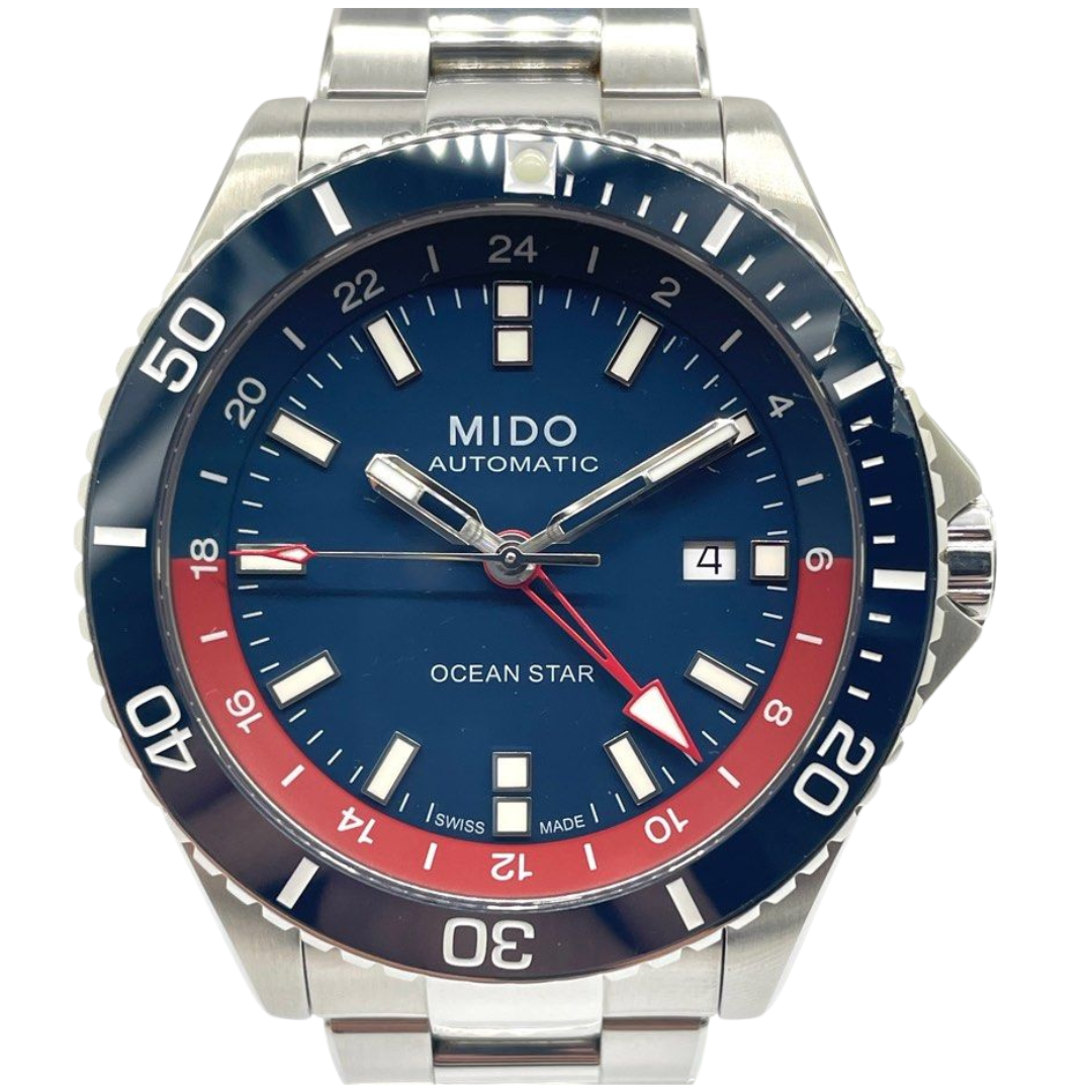 Mido Ocean Star GMT 44mm Automatic Blue Dial Watch M026629 (BEZEL CRACK)