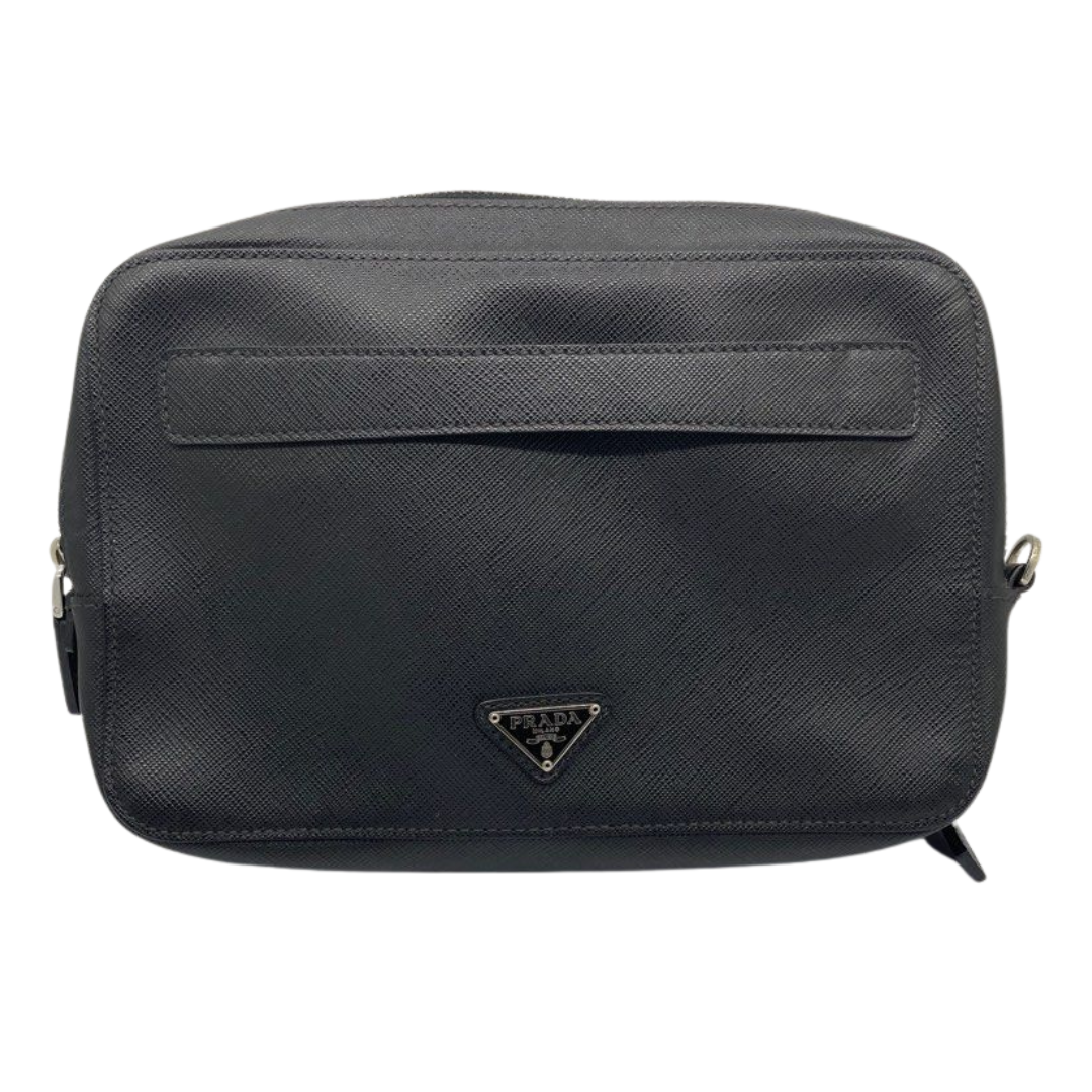 Prada Saffiano Men’s Black Leather Clutch Bag