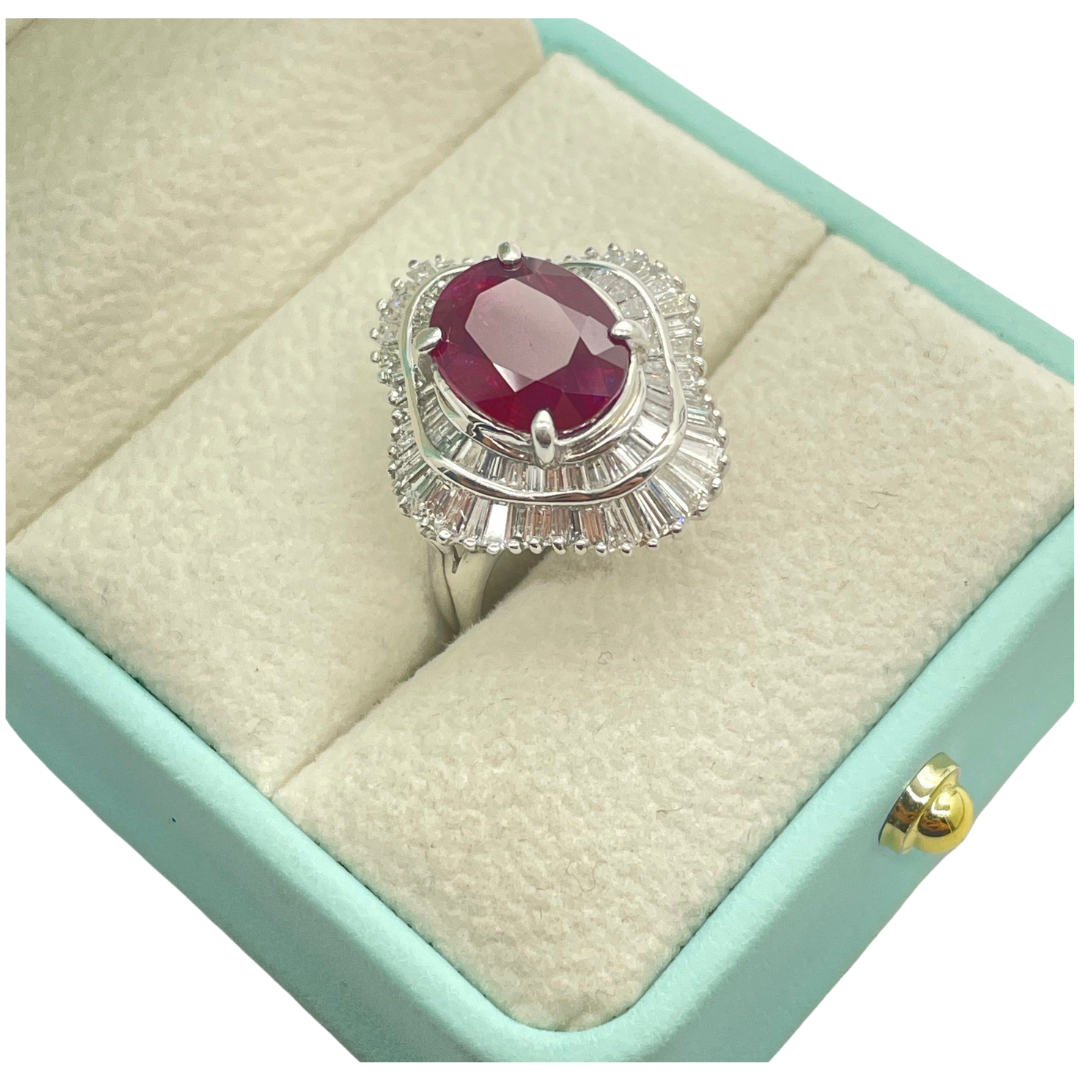 PT900 Natural Ruby (Burma) & Diamond Ring