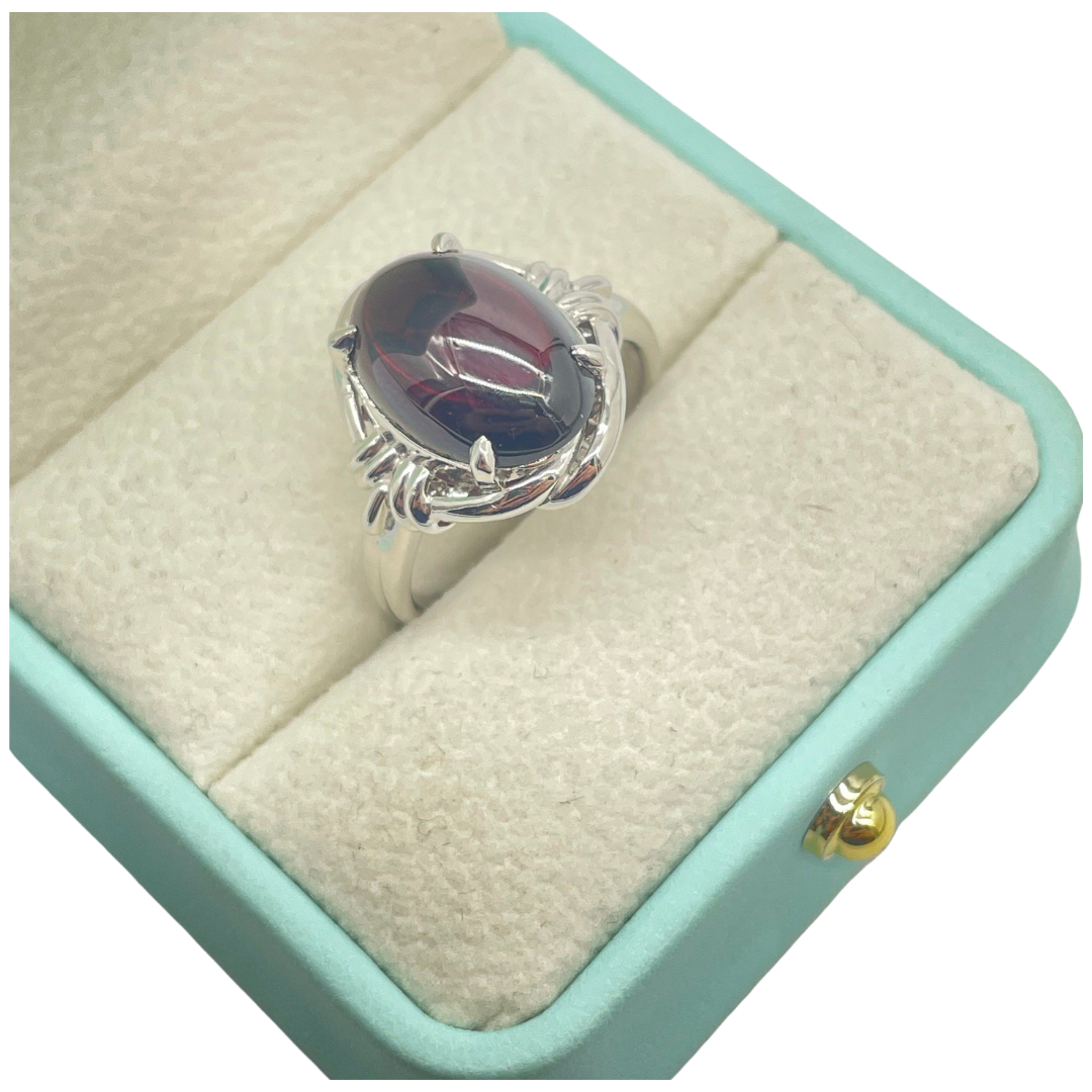 PT900 Natural Red Tourmaline Ring
