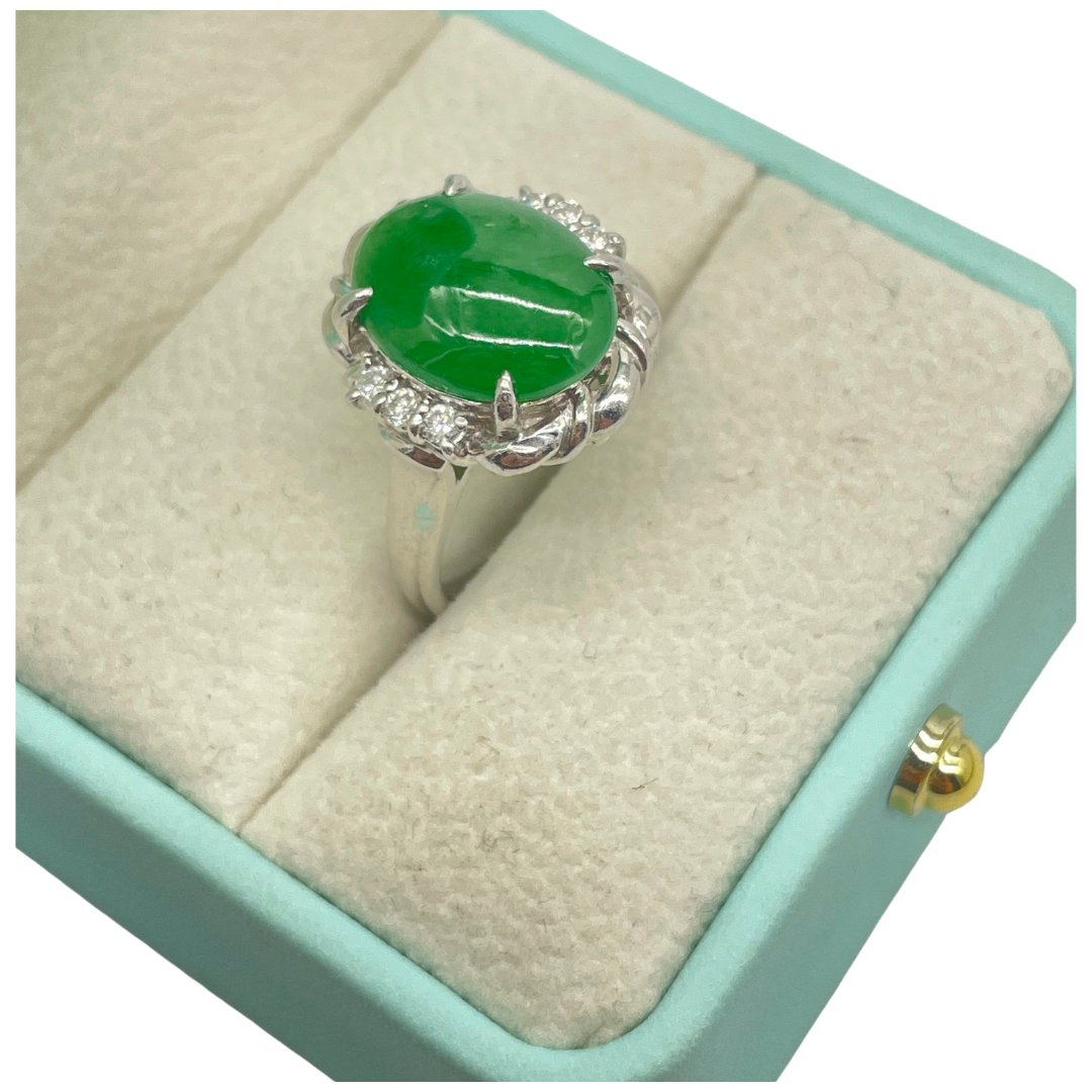 PT900 Natural Jadeite (Type-A) & Diamond Ring Main image