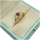 750 Yellow Gold Natural Ruby & Diamond Ladies Ring