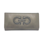 Ferragamo Gancini Embossed Bifold Dark Grey Long Wallet
