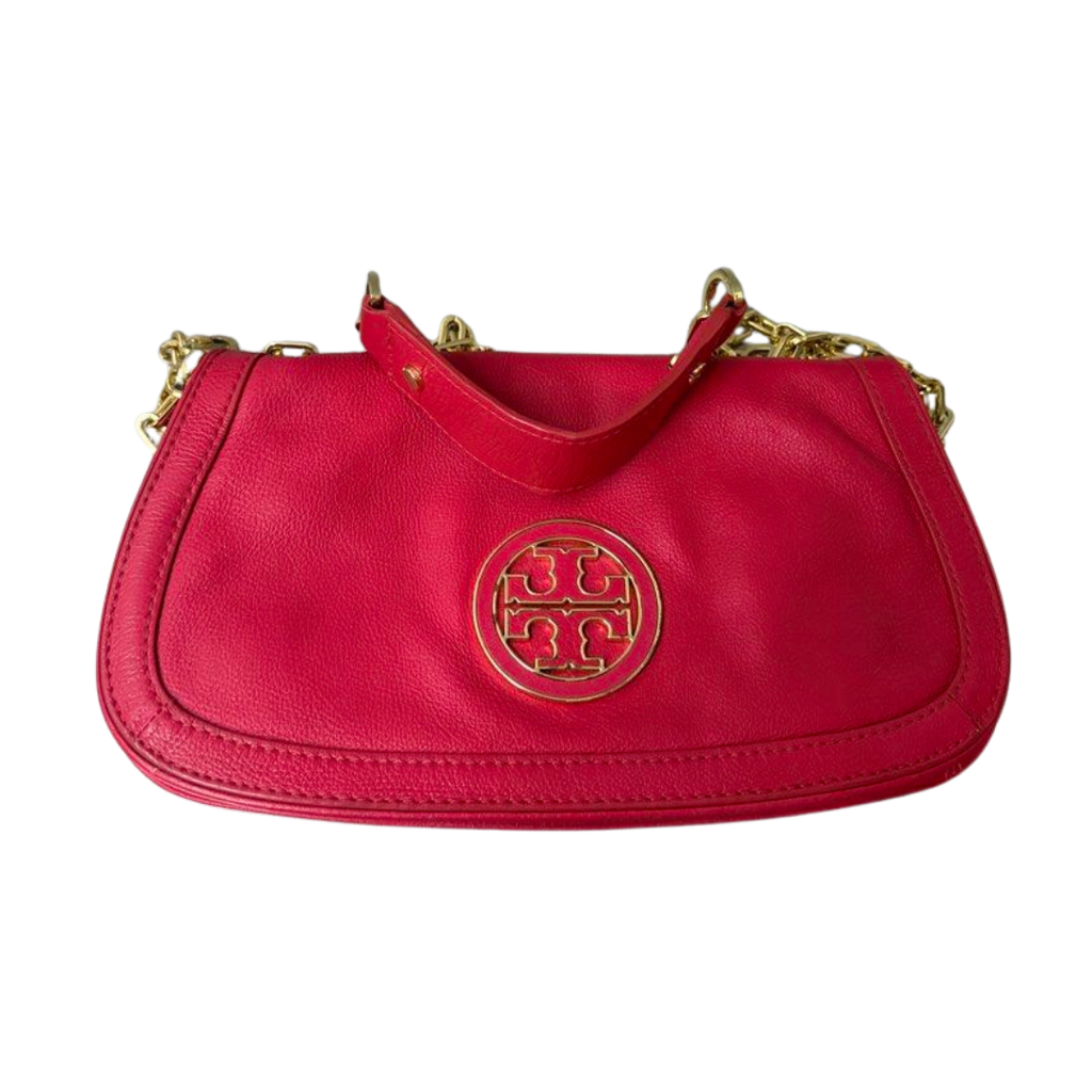 Tory Burch Amanda Logo Clutch/Crossbody Leather Bag