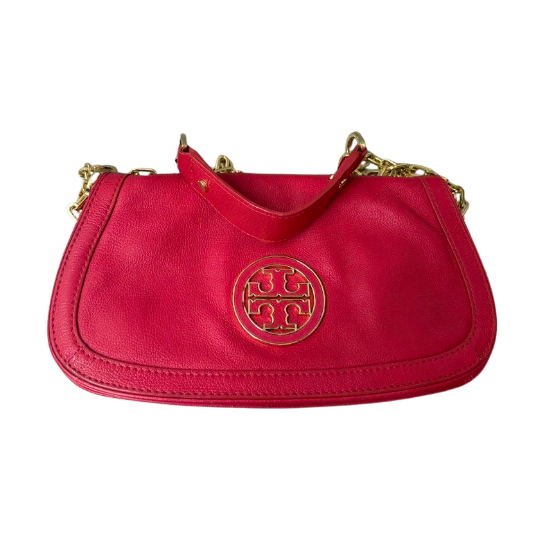 Tory Burch Amanda Logo Clutch/Crossbody Leather Bag