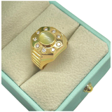 850 Yellow Gold Natural Cat’s Eye Chrysoberyl & Diamond Men’s Ring