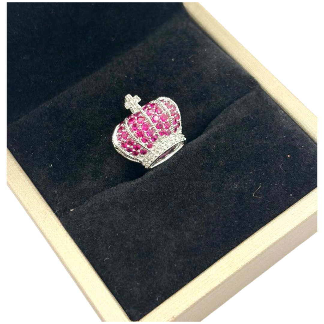 KASAHARA MASUMI 18K White Gold Natural Ruby & Diamond Crown Pendant Main image