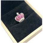 KASAHARA MASUMI 18K White Gold Natural Ruby & Diamond Crown Pendant