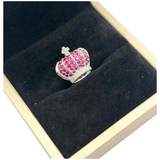 KASAHARA MASUMI 18K White Gold Natural Ruby & Diamond Crown Pendant