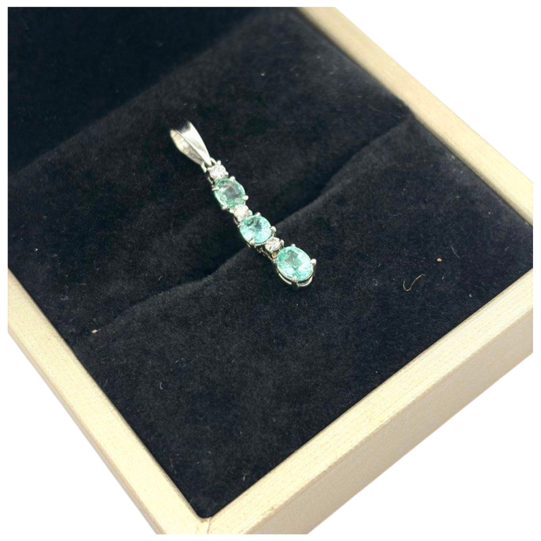 PT900 Natural Paraiba Tourmaline & Diamond Pendant