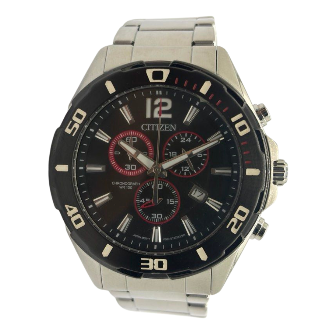 Citizen AN7110-56F 47mm Quartz Chronograph Black Dial Watch