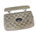 Valentino Garavani Gold Glitter Rockstud Spike Handbag with Sling