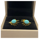 14K Yellow Gold Turquoise Earring